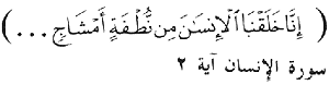 Figure 10. This verse from the Koran (76:2) states that a human being is created from a mixed drop. 