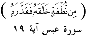 Figure 11. This verse from the Koran (80:19) states that from this drop he (God) created him and soon planned his future characteristics and features. 